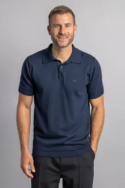 DIRTS DIRTS Herren vegan Strick-Poloshirt Navy – Produktbild 1 von 1