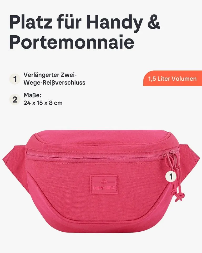 Johnny Urban Gürteltasche Ben Bauchtasche Damen Herren Wasserabweisend (1-tlg), Größenverstellbar, Wasserabweisend, Rosa, – Produktbild 3 von 5