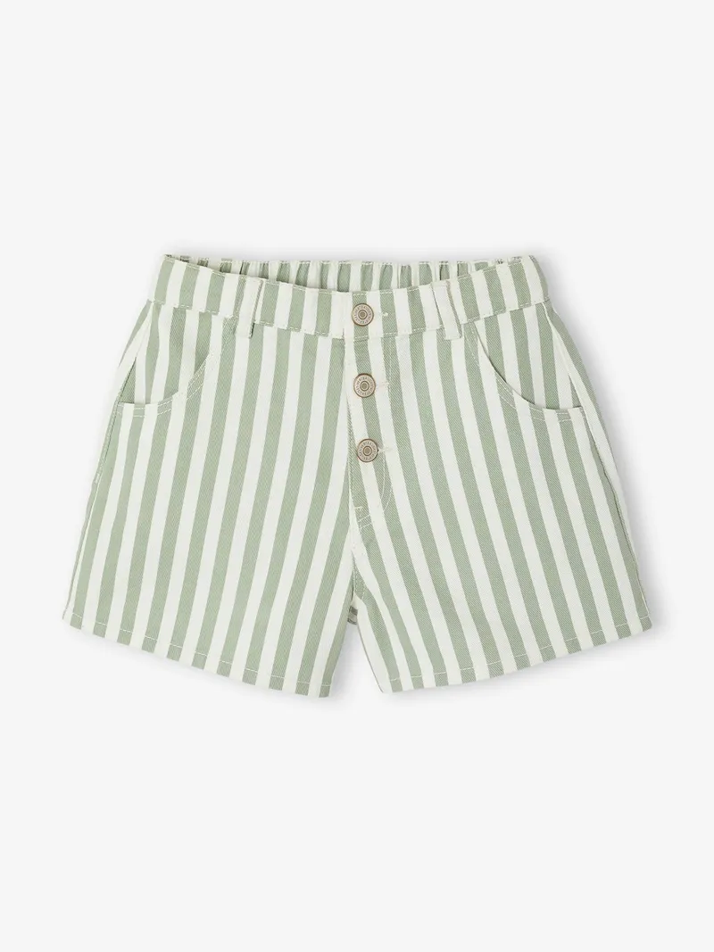 Vertbaudet Mädchen Shorts aus Twill, Salbeigrün, – Produktbild 1 von 4
