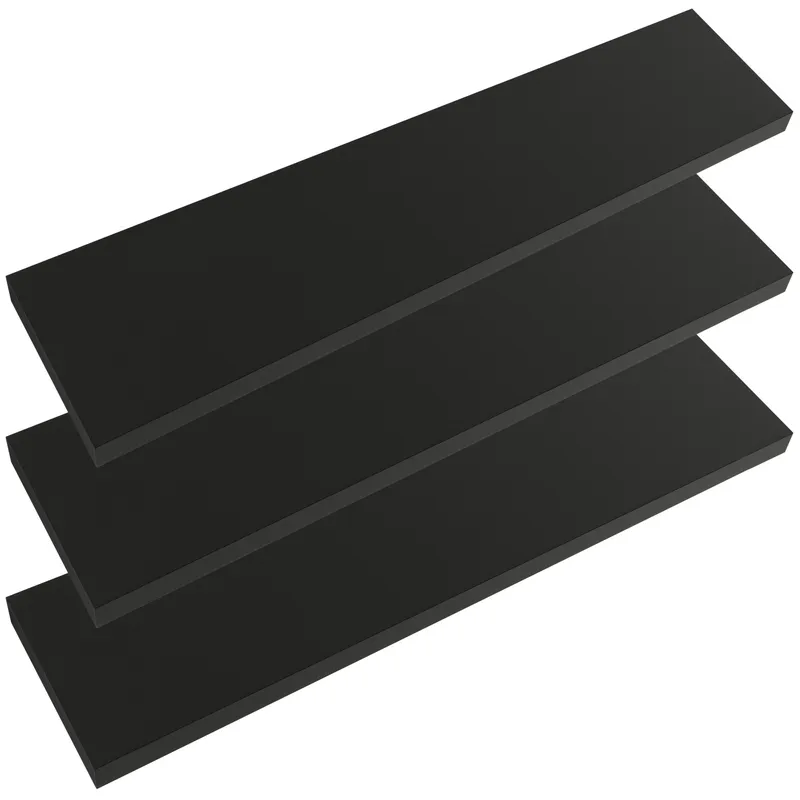 Casaria® Wandregal Schweberegal 110cm 3er-Set Schwarz + Halterung – Produktbild 2 von 2