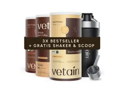 VETAIN Vegan Protein Bundle + Gratis Edelstahl Shaker & Scoop Pulver, 3 er Spar-Set à – Produktbild 1 von 1