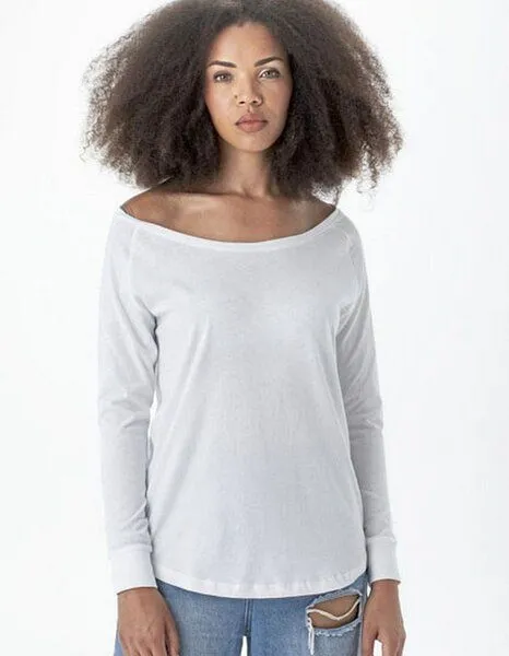 Mantis Mantis Damen Loose Fit T-Shirt Langarm weiter Halsausschnitt, Weiß, – Produktbild 2 von 2