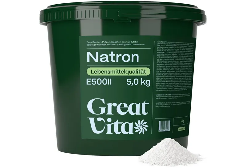 GreatVita Backzutat Natron Pulver 5kg Eimer Lebensmittelqualität - Baking Soda – Produktbild 1 von 5