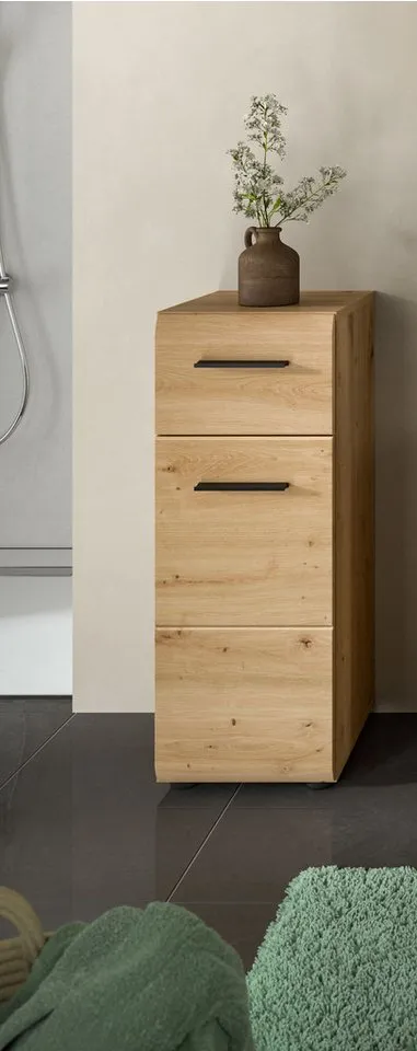 furnling Badkommode Standschrank Ivy, 1 Schublade, 1 Tür, 2 Fächer, Badezimmerschrank, Höhe 80 cm, Beige, – Produktbild 3 von 4