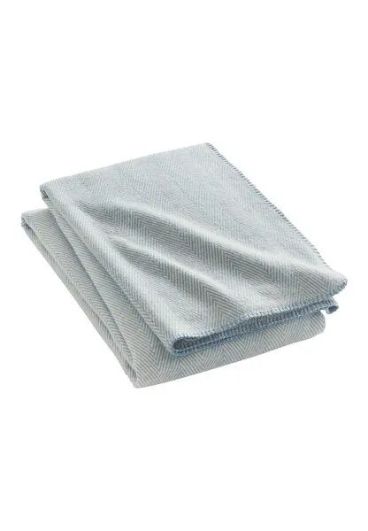 hessnatur hessnatur Decke MERLE aus reiner Bio-Baumwolle, Graublau, – Produktbild 2 von 3