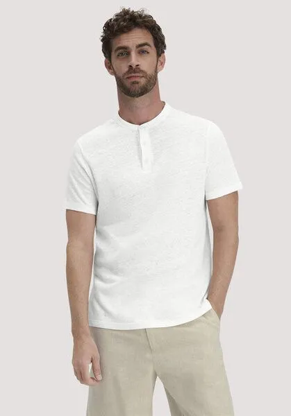 hessnatur hessnatur Henley Shirt Regular aus Bio-Baumwolle und Leinen, Naturweiss, – Produktbild 1 von 4