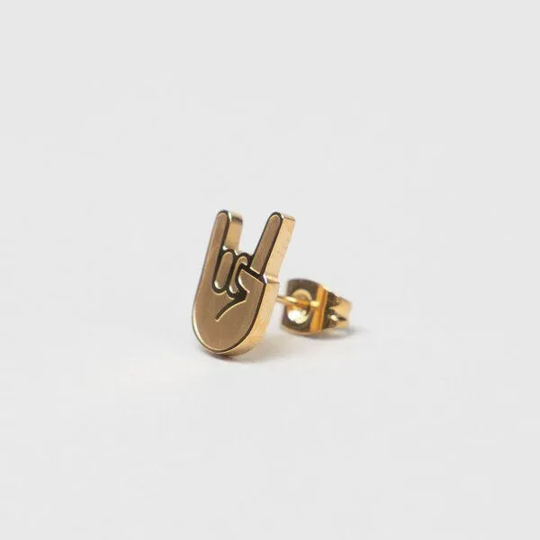 Fyngers Fyngers Ohrstecker aus chirurgischen Edelstahl hochglanzpoliert ROCK´n´ROLL, Gold, – Produktbild 4 von 6