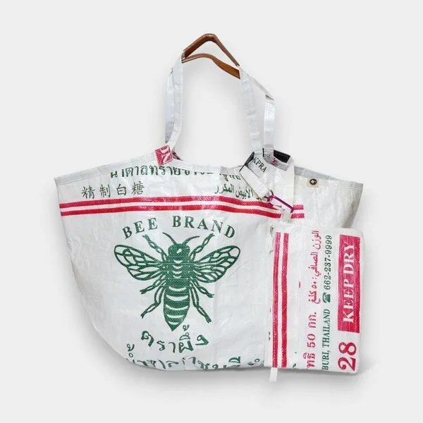 REFISHED fair fashion REFISHED fair fashion Tasche 'SOULMATE' - upcycelte Zuckersäcke, Soulmate #sugar weiß, – Produktbild 5 von 6