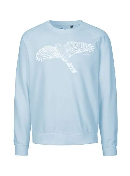 Peaces.bio - handbedruckte Biomode Peaces.bio - handbedruckte Biomode Bio Damen-Sweatshirt Loose Fit Sperber, Hellblau, – Produktbild 1 von 2