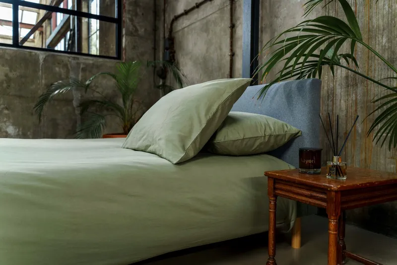 Kayori Kayori Bettwäsche Edo, Mako-Satin, 2 teilig, 100% Mako Satin, Grün, – Produktbild 1 von 3