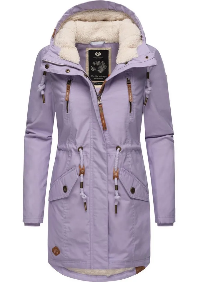 ragwear ragwear Wintermantel Elsie stylischer Winterparka mit Kapuze und Teddyfleece, Lila, – Produktbild 2 von 4
