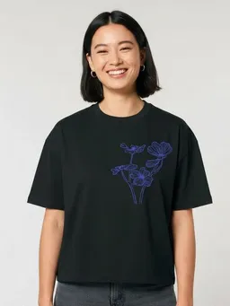 Kultgut Kultgut Artdesign - Biofair- Boxistyle Shirt / Blue Flower – Produktbild 1 von 1