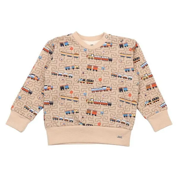 Walkiddy Kinder-Sweatshirt Tiny Trains von Walkiddy, Braun, – Produktbild 1 von 3