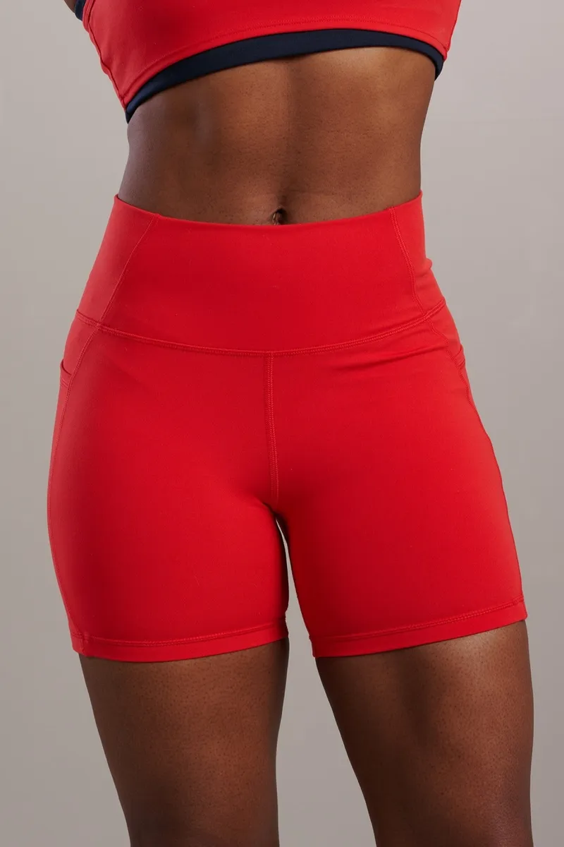 SEAAV SEAAV Damen vegan Biker Shorts 5" Mit Taschen Rot, Rot, – Produktbild 2 von 2