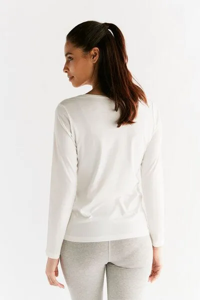 Leela Cotton Leela Cotton Damen Langarmshirt 5 Farben Bio-Baumwolle, Naturweiß, – Produktbild 3 von 3