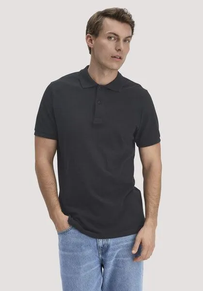 hessnatur hessnatur Piqué Polo Regular aus reiner Bio-Baumwolle, Schwarz, – Produktbild 5 von 7