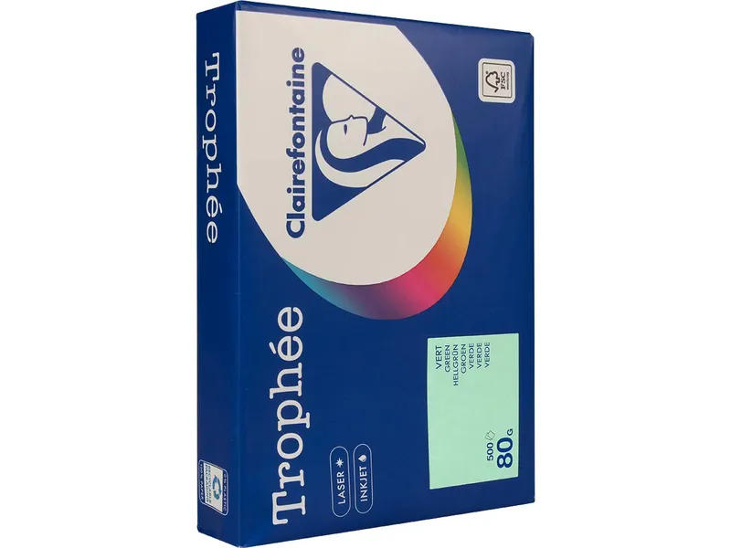 Clairefontaine 500 Blatt Clairfontaine Farbiges Kopierpapier "Trophee" 80 g/m², DIN A4, hellgrün – Produktbild 1 von 2