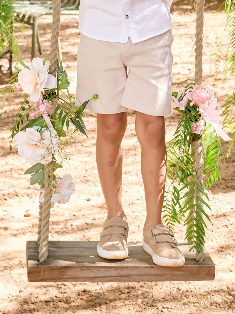 Vertbaudet Bermudas aus Baumwoll-Piqué für Jungen, Beige, – Produktbild 2 von 4