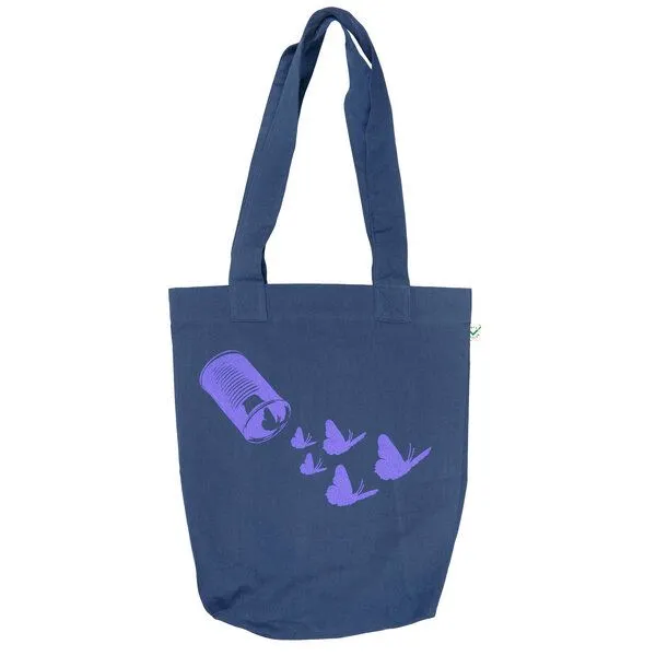 HANDGEDRUCKT HANDGEDRUCKT "Butterfly01" Shopper aus BAUMWOLLE kbA, Rot, – Produktbild 1 von 2
