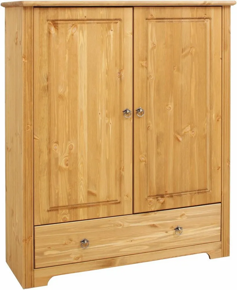 OTTO home Wäscheschrank Hugo, Mehrzweckschrank, FSC zertifiziert, Made in EU (B/T/H) 106/38/126 cm) aus massiver Kiefer, klassischer Landhausstil mit Kassettenoptik, Beige, – Produktbild 2 von 5