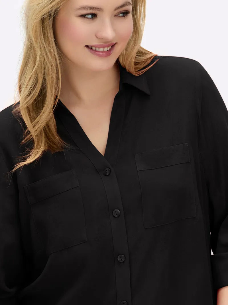 sheego Hemdbluse schwarz, Schwarz, – Produktbild 2 von 2
