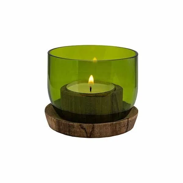 Chako Zanzibar Chako Zanzibar Recycling Windlicht 2er-Set Base Weinflasche, Grün, – Produktbild 3 von 4