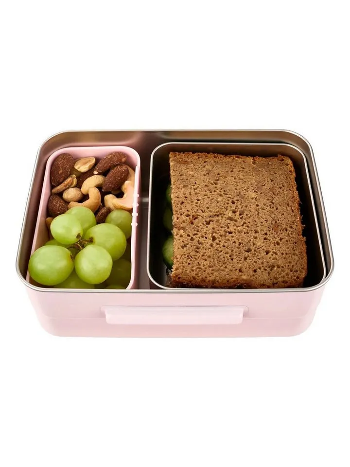 Satch Satch Lunchbox Edelstahl Brotdose, Edelstahl, (Edelstahl Brotdose, 3-tlg., 1x Brotdose, 1x Trennfach), spülmaschinengeeignet bis 45 Grad, Handwäsche empfohlen, Rosa, – Produktbild 4 von 4