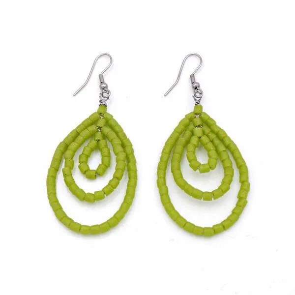 Global Mamas Global Mamas Ohrhänger "Sankofa" aus Recycling Glas, Grün, – Produktbild 1 von 1
