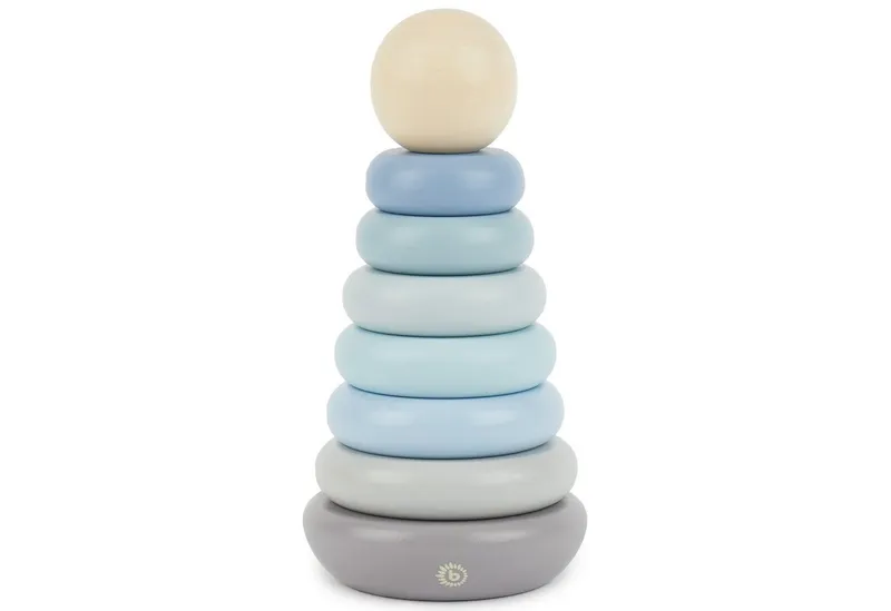 Bieco Bieco Stapelspielzeug Stapelturm Baby Holz 19 cm Steckspiel ab 1 Jahr Stapelringe Baby, Blau, – Produktbild 1 von 5