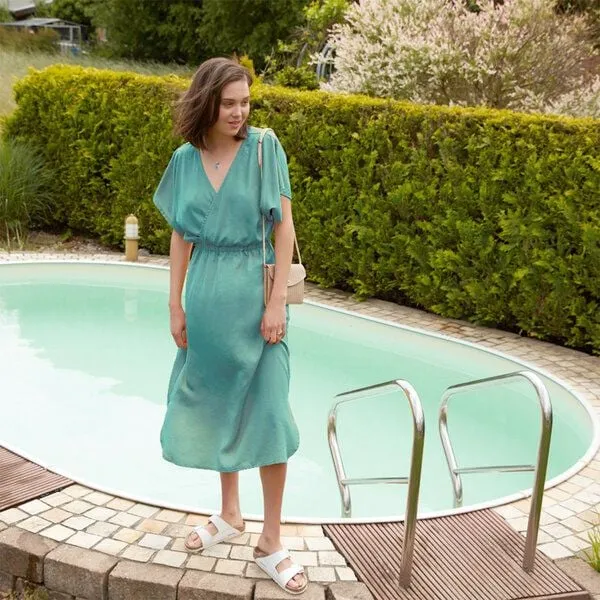 WiDDA berlin WiDDA berlin KIMONO Kleid in Aqua, Terra oder Maisgelb - aus Lyocell TENCEL, Aqua, – Produktbild 1 von 4