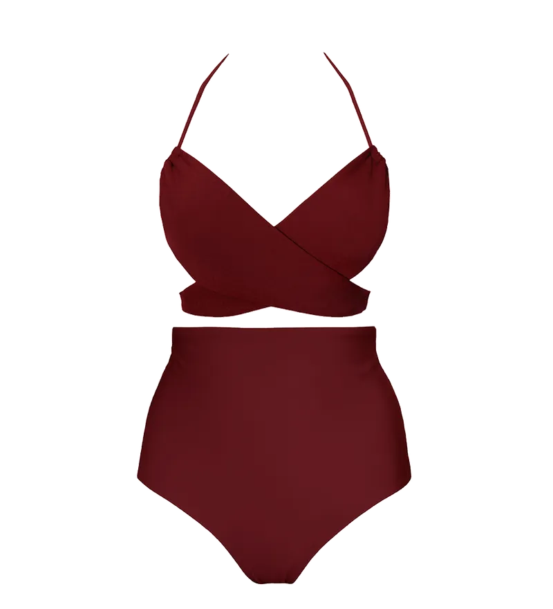 Anekdot Anekdot Damen vegan Versatile Core High Bikini Set Merlot, Dunkelrot, – Produktbild 1 von 2