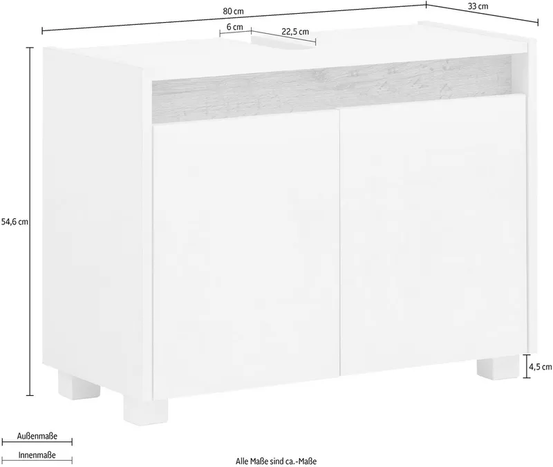 Schildmeyer Waschbeckenunterschrank Cosmo, Waschbeckenunterschrank, Made in Germany, B: 80 cm Solide Verarbeitung - Dieses Produkt ist in Deutschland gefertigt, Weiß, – Produktbild 1 von 3