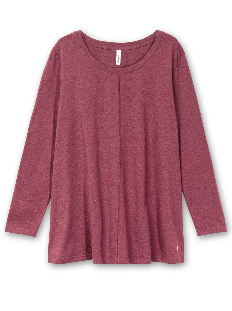 sheego Langarmshirt brombeer-meliert, Brombeer-meliert, – Produktbild 1 von 2