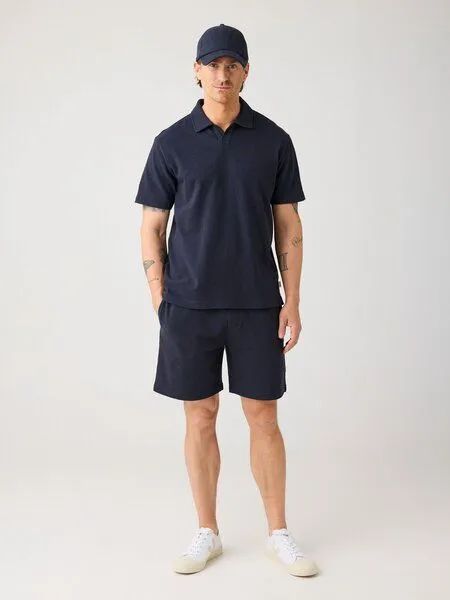 KnowledgeCotton Apparel KnowledgeCotton Apparel Lockere Bouclé-Shorts FIG aus Bio-Baumwolle, Blau-night-sky, – Produktbild 1 von 2