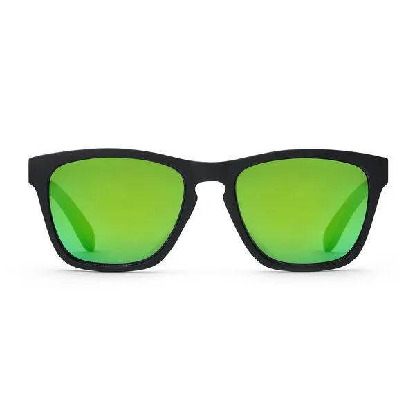 TAKE A SHOT TAKE A SHOT Holz Sonnenbrille Eckig für Herren im Sportlichen Design, Schwarz / walnuss / grün, – Produktbild 1 von 4