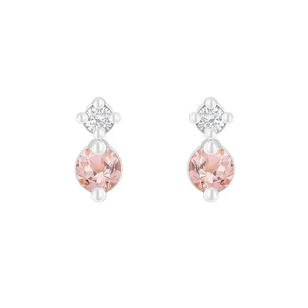 Eppi Eppi Minimalistische Ohrringe mit Morganiten und Diamanten Durante, Weiss, – Produktbild 1 von 4