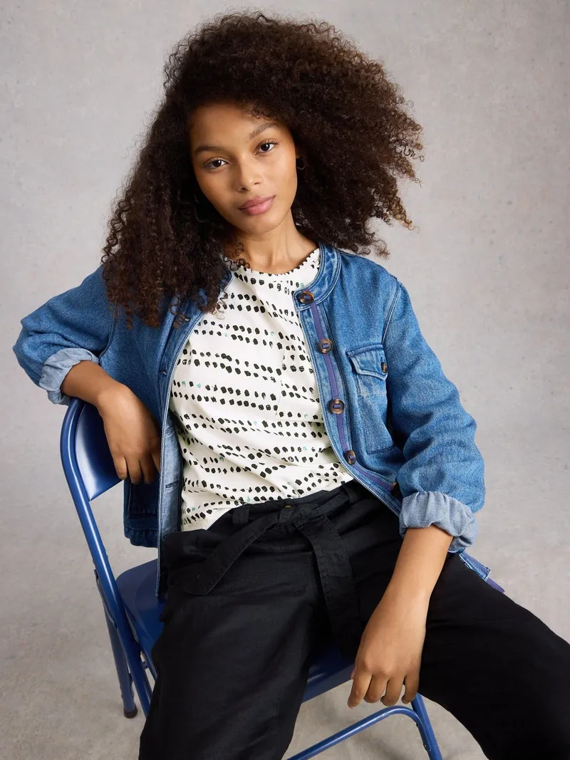 White Stuff Dolman Top Demi - 44, Elfenbein print, – Produktbild 1 von 4