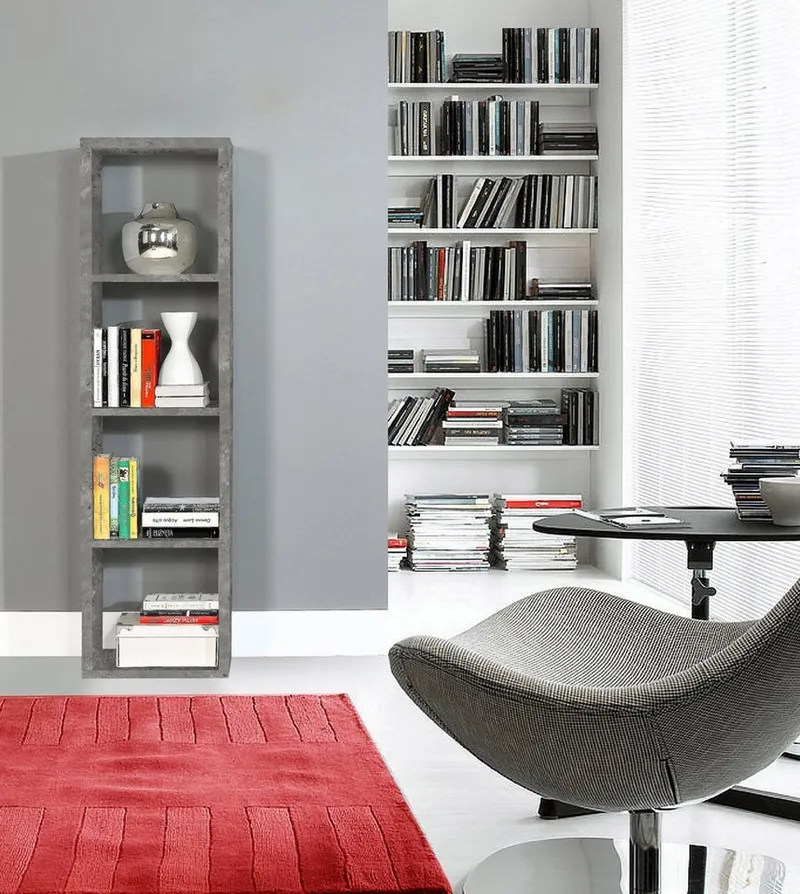 FORTE Standregal Mauro, FSC®-zertifiziert, Fachgröße 33x33cm, 4 Fächer, Grau, – Produktbild 1 von 5