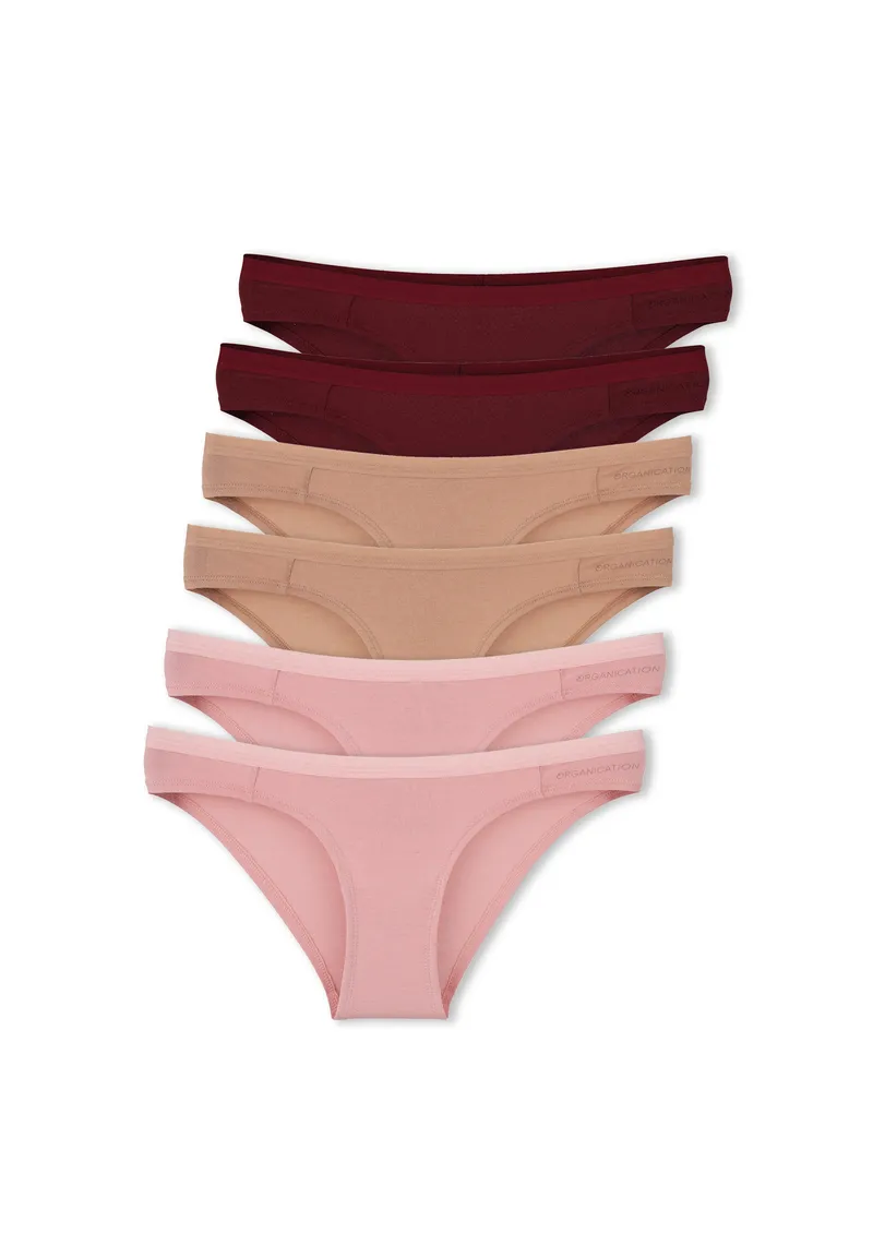 ORGANICATION ORGANICATION Damen vegan Kamilla Slip Aus Bio-Baumwolle Und Tencelâ„¢ Modal-Mix Im 6er-Pack, Dunkelrot, – Produktbild 1 von 1