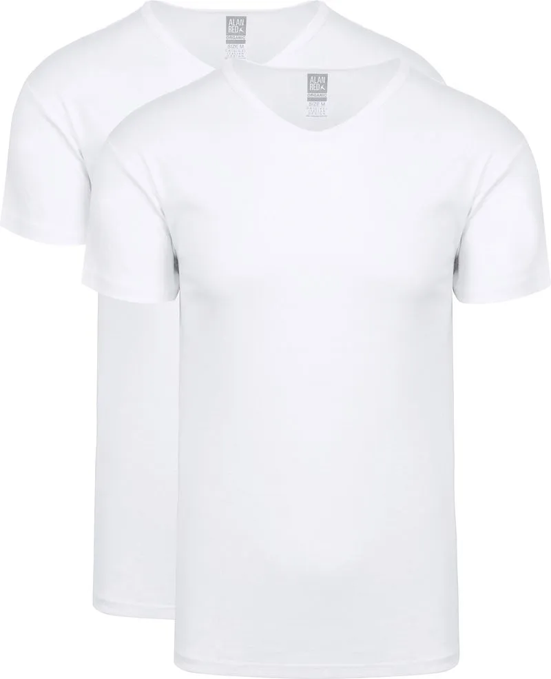 Alan Red Alan Red Vancouver Organic T-Shirt V-Ausschnitt 2er-Pack, Weiß, – Produktbild 2 von 4