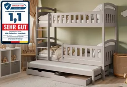Kids Collective Etagenbett Hochbett Stockbett Kinderbett 90x200 cm mit Ausziehbett und Schubladen, Umbaubar zu 3 Einzelbetten mit Lattenrosten & Rausfallschutz – Produktbild 1 von 1
