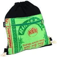 GOOPSI GOOPSI Turnbeutel aus handgewebter Baumwolle, upcyling Rucksack, Festivalrucksack - Fairtrade, Grün, – Produktbild 1 von 1