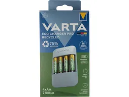 Varta Varta Ladegerät "Eco Pro" inkl. 4 Varta Akkus "Recycled" Mignon AA, 2.100 mAh, USB-C Lade. – Produktbild 1 von 1