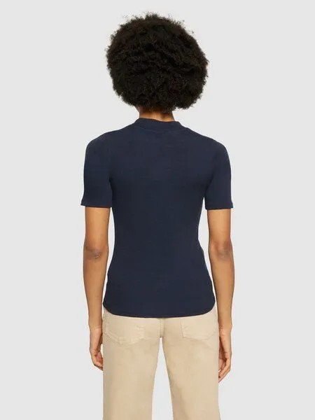 KnowledgeCotton Apparel KnowledgeCotton Apparel T-Shirt - Rib t-shirt - aus Bio-Baumwolle, Blau (night-sky), – Produktbild 4 von 4