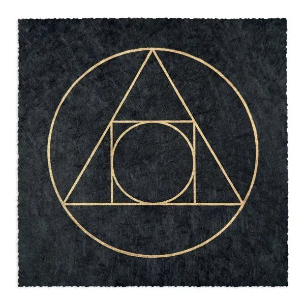 Veskor Cassiopeia Veskor Cassiopeia STEIN DER WEISEN Linoldruck | 22 × 22 cm | Gold auf Schwarz – Produktbild 1 von 4