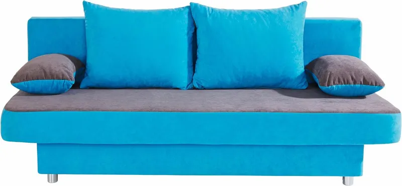 COLLECTION AB Schlafsofa Ulla, B: 186 cm, Liegel. 142x186 cm, Schlaffunktion, Bettkasten & 2 Wende-Rückenkissen, Blau|grau, – Produktbild 3 von 5