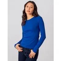 Honest Basics Honest Basics Damen Geripptes Langarmshirt aus Bio- und recycelter Baumwolle, Leuchtend blau, – Produktbild 1 von 1