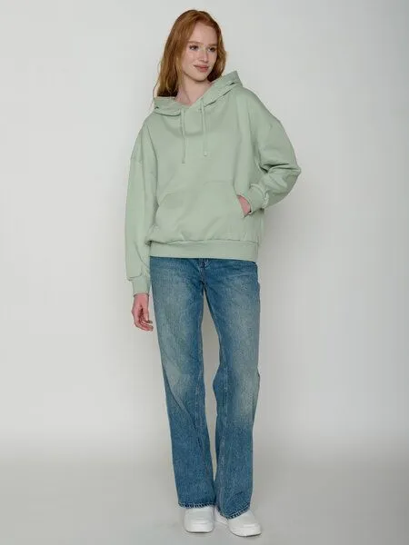 GreenBomb GREENBOMB Les Fleurs Mello - Lässiger Hoodie aus Bio-Baumwolle / hochwertiger Print / GOTS / Fair & Vegan, Grün (gedämpfte minze), – Produktbild 4 von 4