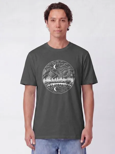 watapparel watapparel T-Shirt Unisex Mountains by night, Anthracite, – Produktbild 2 von 2