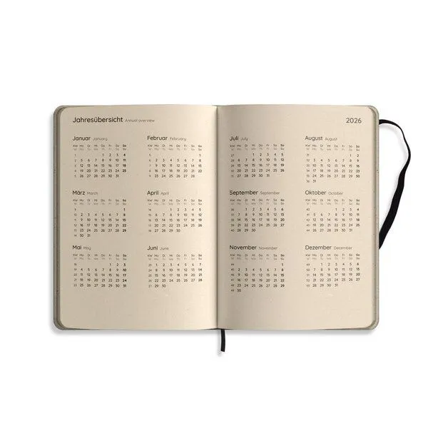 matabooks® matabooks® Kalender 2026 A5 Pro aus Süßgraspapier mit Graspapier-Cover – Jahresplaner Samaya – Farbe: Black – Produktbild 2 von 2